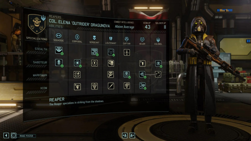 Я сам сразу в это не поверил, но перепроверив парочку источников думаю что это правда. До 2017 года существовала технология Scaleform GFx, она занималась отображеним графических интерфейсов сделанных на флеше в играх которые работали на других движках. Эта технология использовалась в XCOM 2, Starcraft 2 и ещё некоторых играх, в том числе и GTA 5. Панель с прокачкой на этом скриншоте скорее всего работает на нём. (Никогда не играл в ванильный XCOM 2, только в Long war, как же мало скилов тут у бойцов.)