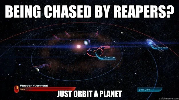 Я понимаю что у Шепарда очень крутой корабль, но жнецы совсем не создают никакого ощущения угрозы.