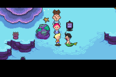 Эта сцена кажется очень странной, но на самом деле ничего особого в ней нет. Лукас просто пополняет запас кислорода у очередной кислородной машины, которая, так уж вышло, задизайнена под русалку.