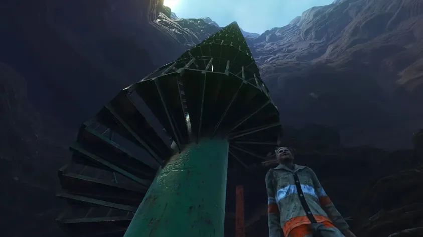 Лестница это простой путь, скала же за ней - сложный. Никакого паниша за легкое прохождение нет. Кроме, разумеется, вашей геймерской гордости, которая будет навсегда уничтожена.