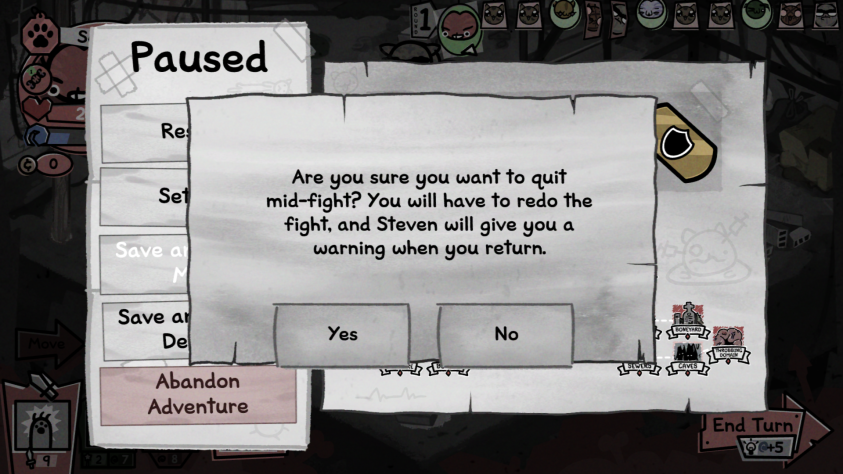 После того как вы "откроете" эту механику, игра будет предупреждать вам на выходе из боя, что Стивен не будет доволен подобным поведением.