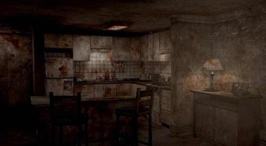 Silent Hill&amp;nbsp;4: The Room&amp;nbsp;(2004).&amp;nbsp;Для достижения HORROR эффекта при формировании атмосферы крайне важна наглядная иллюстрация (напр. обилие крови на мебели).