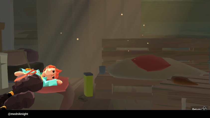 По всей игре раскиданы места, где героиня может посидеть или полежать. Моменты спокойствия, которые, правда, хочется быстренько пропустить ближе к концу игры.