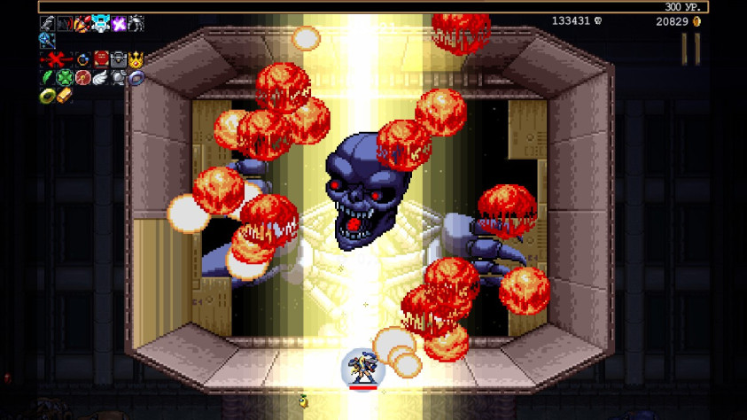 Полноценный босс, такого за всё время, проведённого среди основных уровней, я не видел. Отдельная локация с возможностью перемещаться вокруг босса, прямо как в Contra III: The Alien Wars, разумеется персонаж не карабкается, а просто идёт по стене и потолку. Босс к тому же обладает несколькими атаками.