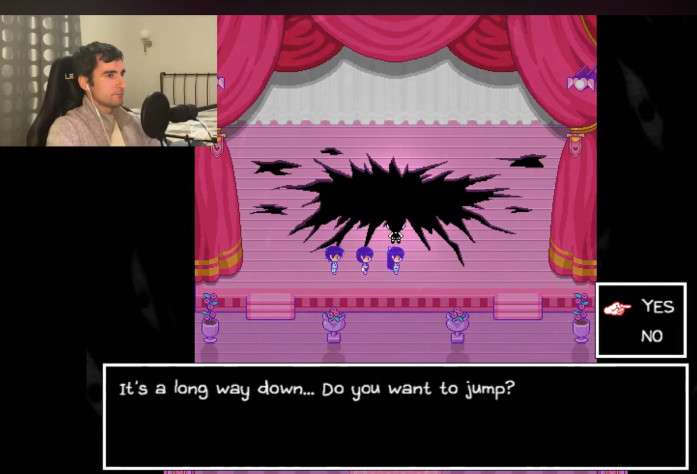 Фрагмент со стрима. Я, как игрок, не хочу прыгать туда, мне страшно.