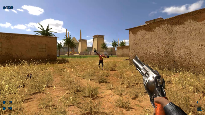 Вот так, одним пистолетиком, мочишь одиноких наступающих монстров.