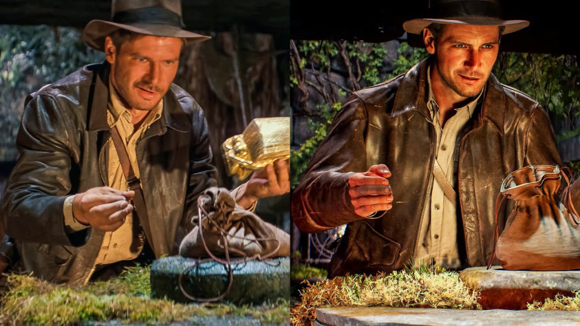 Разработчики настолько старались передать «тот самый дух», что решили буквально покадрово перенести начальную сцену из первого фильма про Индиану в пролог к игре.