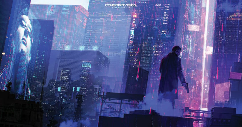 Иллюстрация к альбому Conspiravision: Deus Ex Remixed.