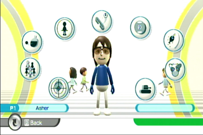 Главное меню Wii Play. Mii-аватар похож. По&amp;nbsp;крайней мере, руки закреплены также.