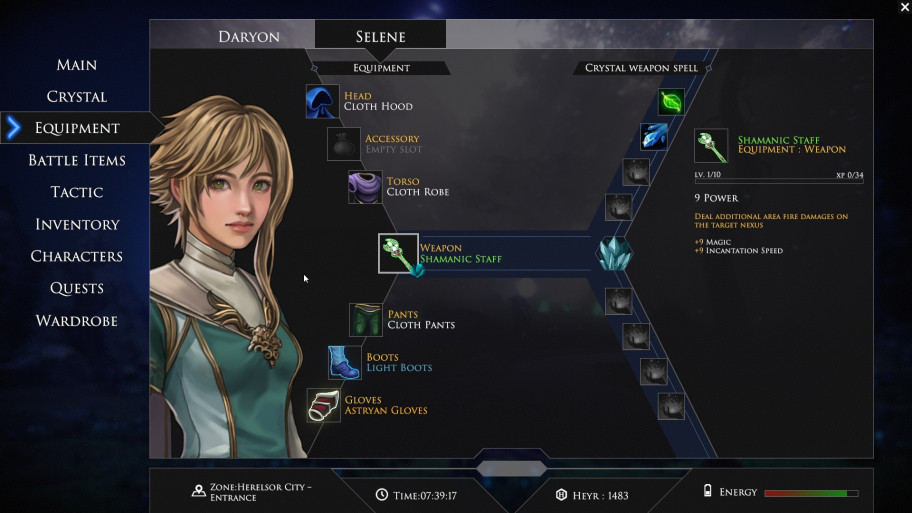 The inventory and menu of the character are arranged quite conveniently.