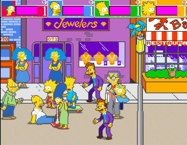 Скриншот из версии The Simpsons Arcade для аркадных автоматов.
