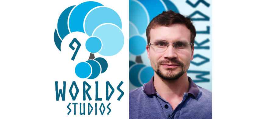 Логотип Nine Worlds и&amp;nbsp;текущий глава студии Томас Шнайдер.