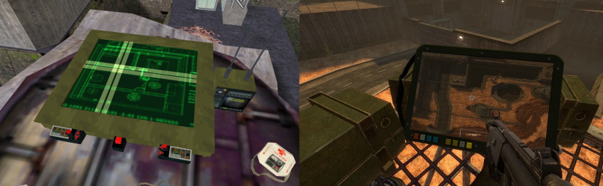 Планшет для авиаудара в оригинальной Half-Life (слева) и Black Mesa (справа). Увидеть себя по-прежнему не дают.