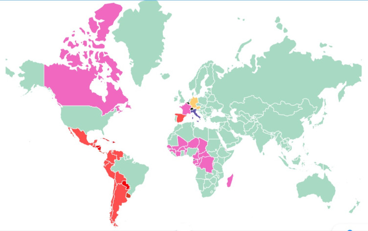 Страны, где FIGS&amp;nbsp;— официальные языки.