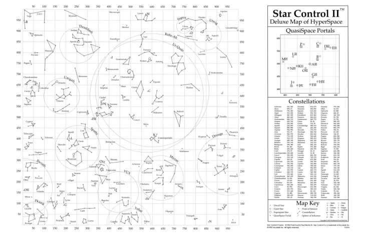 Карта сектора из Star Control 2 — куда хотите, туда летите (круги — области влияния различных рас)