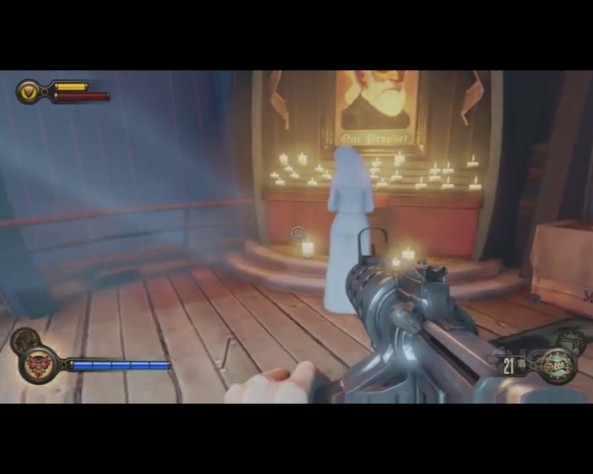 Один из проколов в BioShock Infinite. Монашка-то неубиваемая. Но кто будет стрелять в монашку?