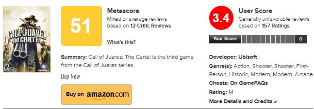 Оценки&amp;nbsp;Call of Juarez: The Cartel
