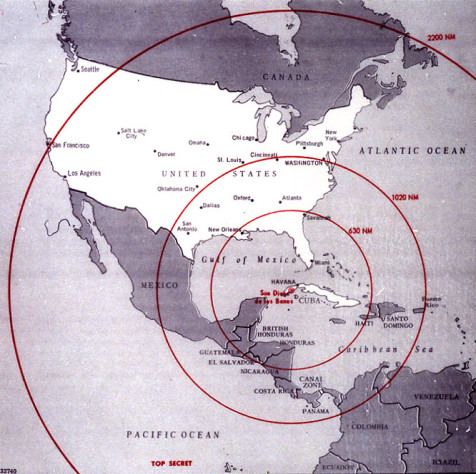 Карта покрытия США советскими ракетами на&amp;nbsp;Кубе