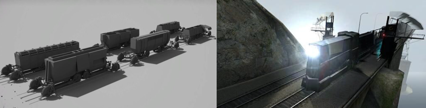 Поезда - тут даже не особо хотели сделать другой дизайн, это те же поезда со сталкерами из Half Life 2.