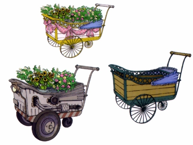 Варианты коляски для цветов Аэрис