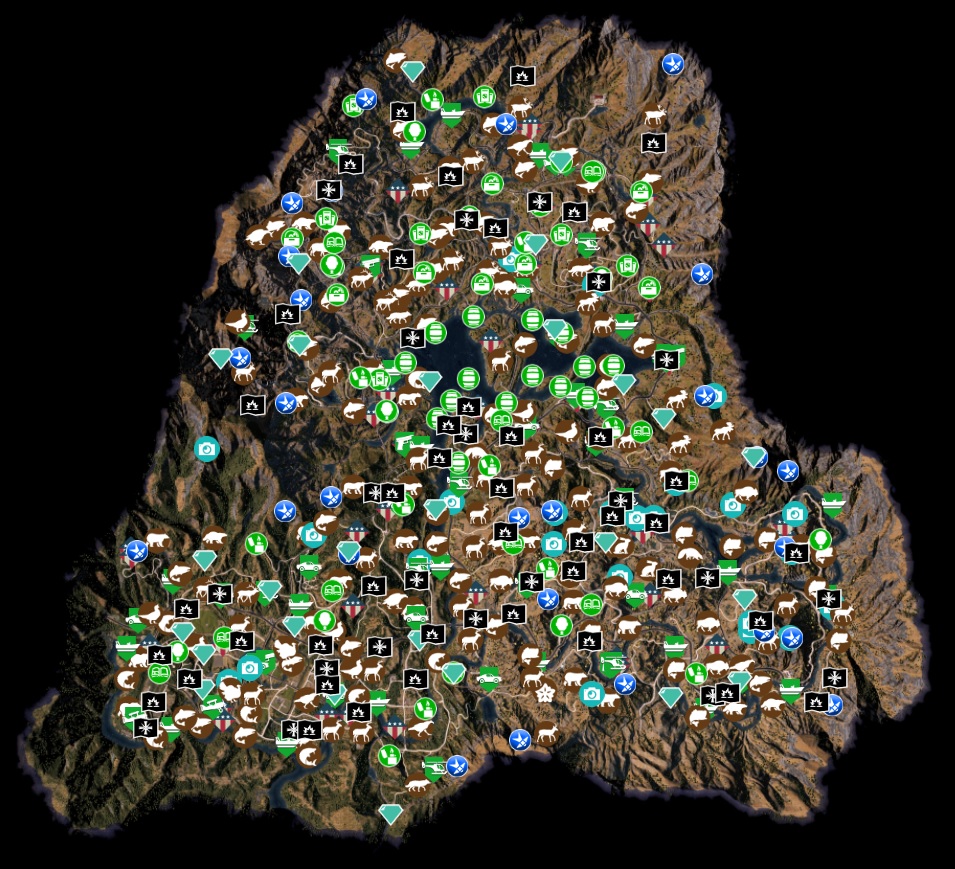 Карта со всеми метками. Вся карта фар край 5. Открытая карта far Cry 5. Полностью открытая карта фар край 5.