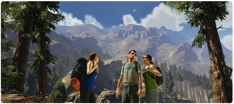 Кадр из первого трейлера Grand Theft Auto V, с туристами у горы Чиллиад.