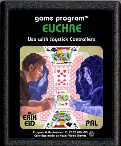 Так выглядят самодельные картриджи для Atari 2600: Edtris 2600, Oystron, Euchre.