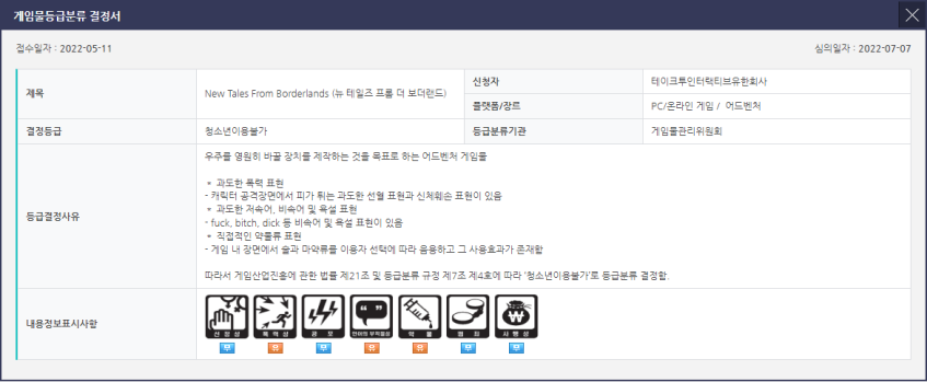 Скриншот с сайта корейской возрастной комиссии.