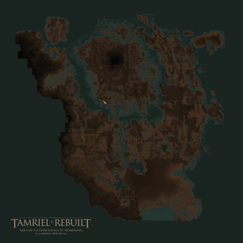 Доступная для исследования территория в Morrowind ограничивалась островом Вварденфелл (на скриншоте расположен на севере). Tamriel Rebuilt в финальной своей версии обещает открыть перед игроками весь Морровинд.