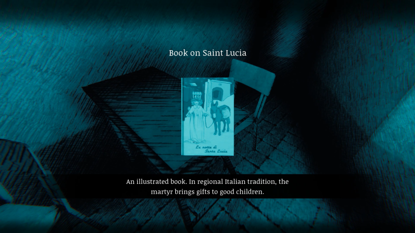 Книга о мученице Святой Лючии. Внимание на одежду и головной убор.