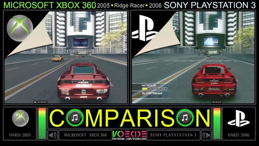 Слева&amp;nbsp;— Xbox 360 и&amp;nbsp;6 часть, Справа&amp;nbsp;— PlayStation 3 и&amp;nbsp;7 часть.