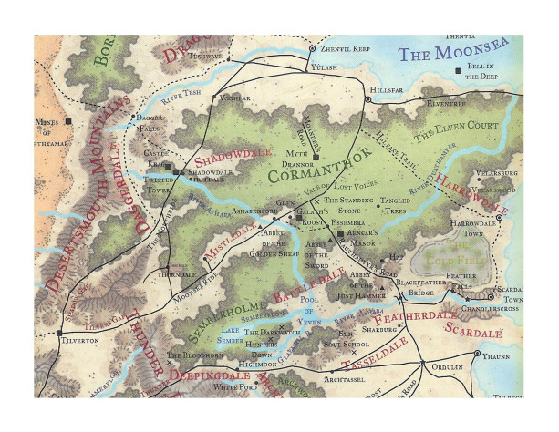 Территория Долин на карте Забытых Королевств