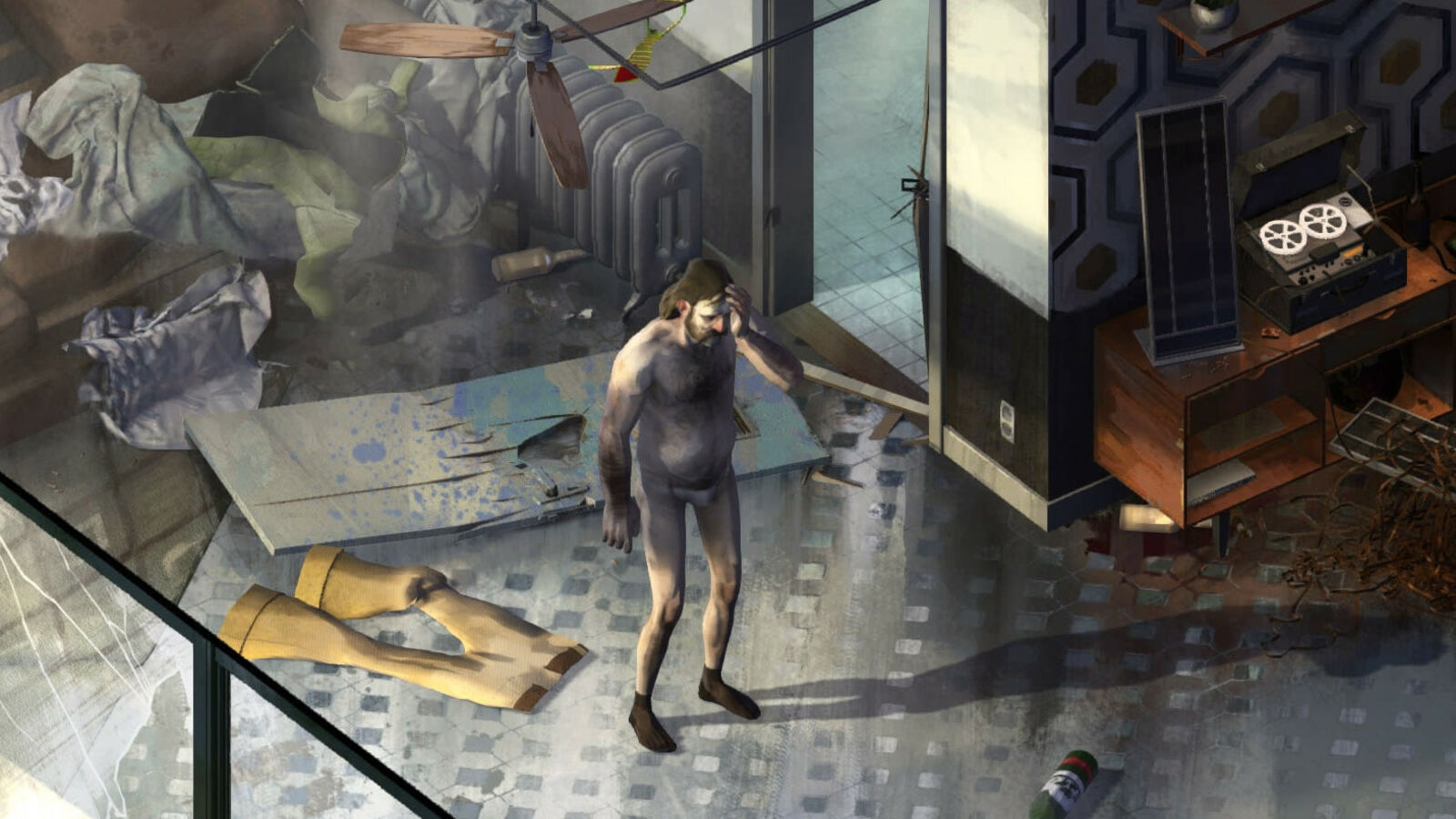 Disco elysium выстрел. Диско Элизиум Пробуждение. Disco Elysium главный герой.