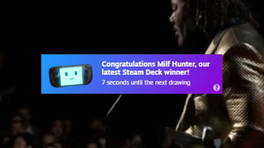 «Поздравляем Milf Hunter, который только что выиграл Steam Deck!»