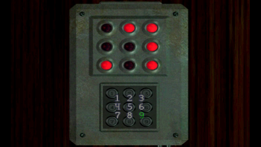 Чтобы открыть комнату с химикатами, нужно путем перебора сделать так, чтобы все кнопки загорелись красным