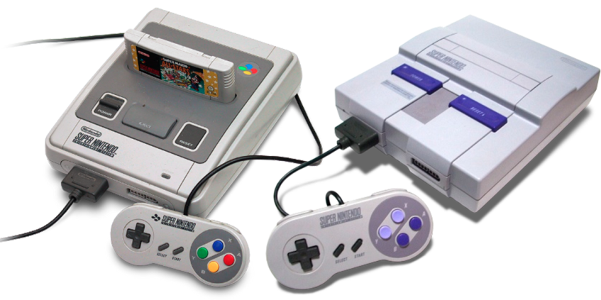 SNES справа, Super Famicom слева
