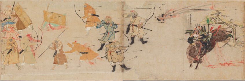Самурай Суэнага атакован монгольскими лучниками. 