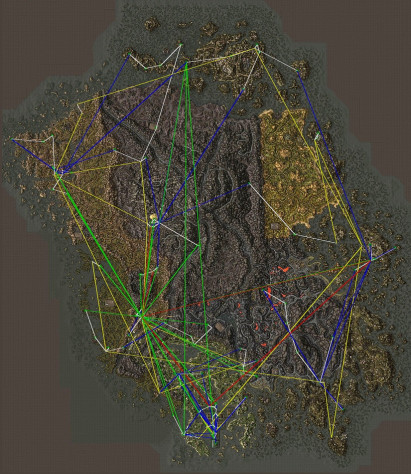 Примерная карта быстрых путешествий Морровинда.&amp;nbsp;Разными цветами отмечены разные линии маршрутов местного «транспорта».