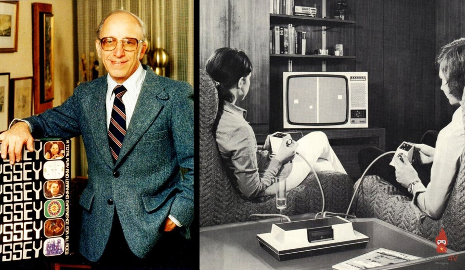 Ральф Баэр (слева) и&nbsp;первая в&nbsp;мире домашняя игровая приставка «Magnavox Oddysey» (справа)