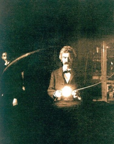 Марк Твен в лаборатории Николы Теслы.