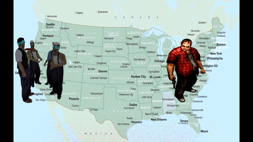 Примерное расположение двух банд на карте США