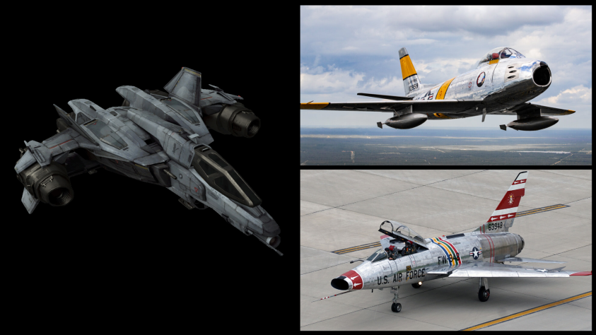Слева - FSS-1000; сверху - F-86 Sabre; снизу -&amp;nbsp;F-100 Super Sabre