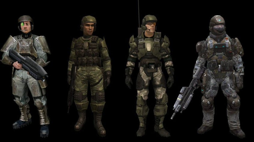 С развитием мощностей у разработчиков появилась возможность делать форму солдат реалистичнее в каждой игре. Если изначально солдатики носили пластинчатую броню, то потом у них появлялись, ремни и подсумки, их броня становилось более реалистичной, а в Halo 3 на их шлемах появилось универсальной крепление, аналогичное введённому в то время в армии США. На него солдаты крепят прибор ночного видения. Таким образом, форма солдат совершенствуется одновременно и в реальной жизни и в виртуальной среде.