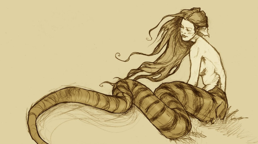 Ламия — существо из греческой мифологи, которое является наполовину женщиной, наполовину змеёй. Для того, чтобы утолить свою жажду крови они завлекали своей красотой неосторожных путников.