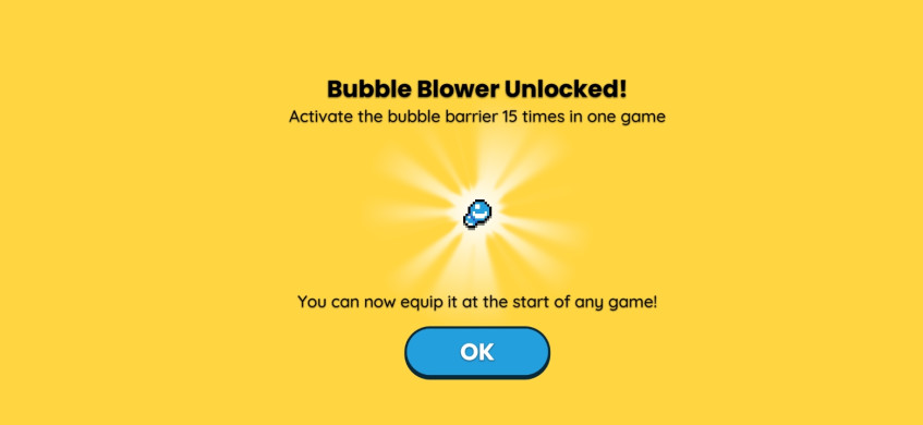 Используйте барьер из пузырей в одном забеге 15 раз, чтобы позволить его экипировать в начале любой игры