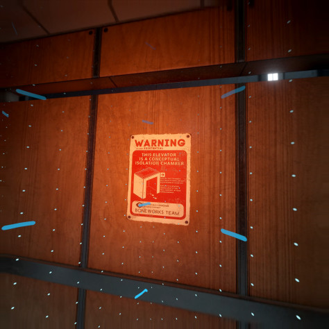 Постер внутри лифта экстренной эвакуации из симуляции