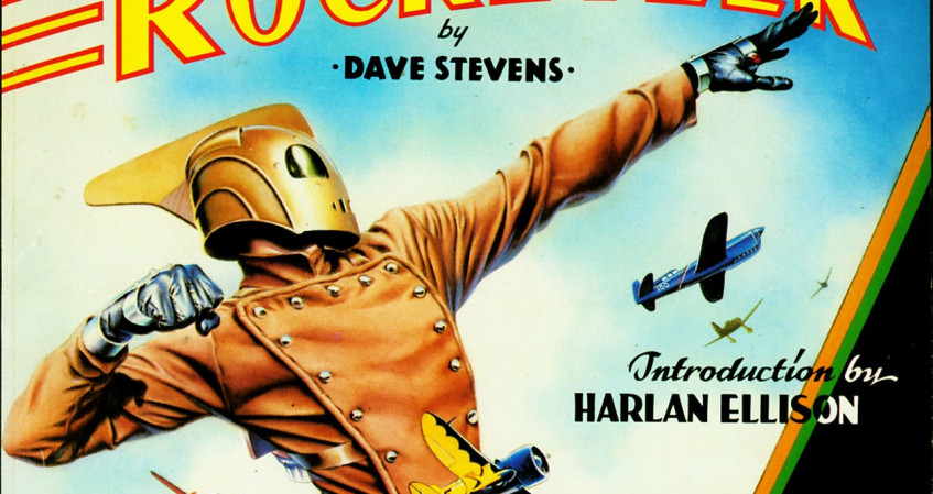 Кадр с обложки The Rocketeer за авторством Дэйва Стивенса...