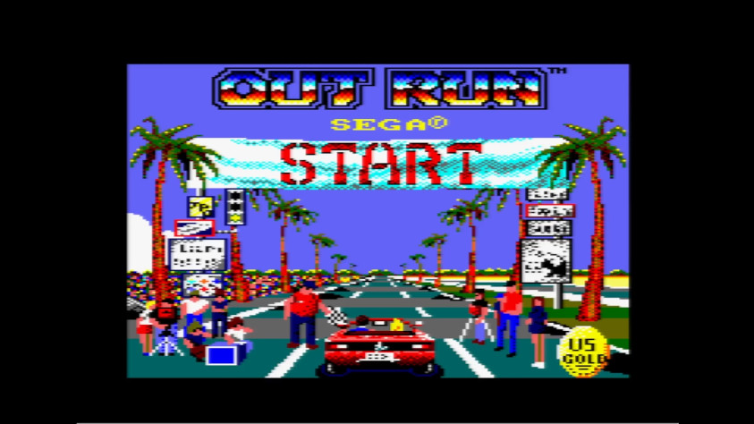 Кадр из версии Out Run для Amstrad CPC, 1987 год
