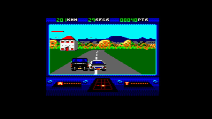 Кадр из версии Out Run Europa для Amstrad CPC, 1991 год