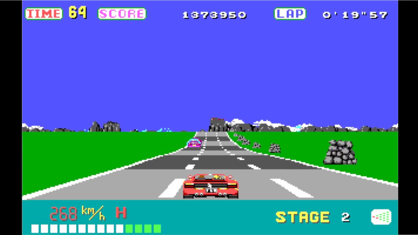 Кадр из версии Out Run для DOS, 1987 год